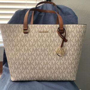 Michael Kors Signature Beige and Tan leather Bag